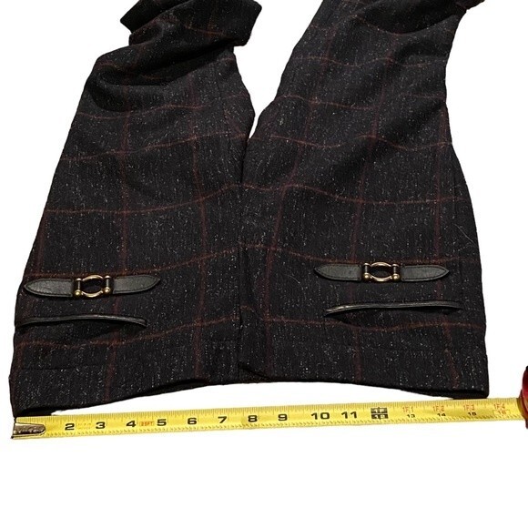 Coach Women's 32 Horsebit Pocket Flare Trouser Pants Dark‎ Plaid Wool Tweed - Picture 6 of 9